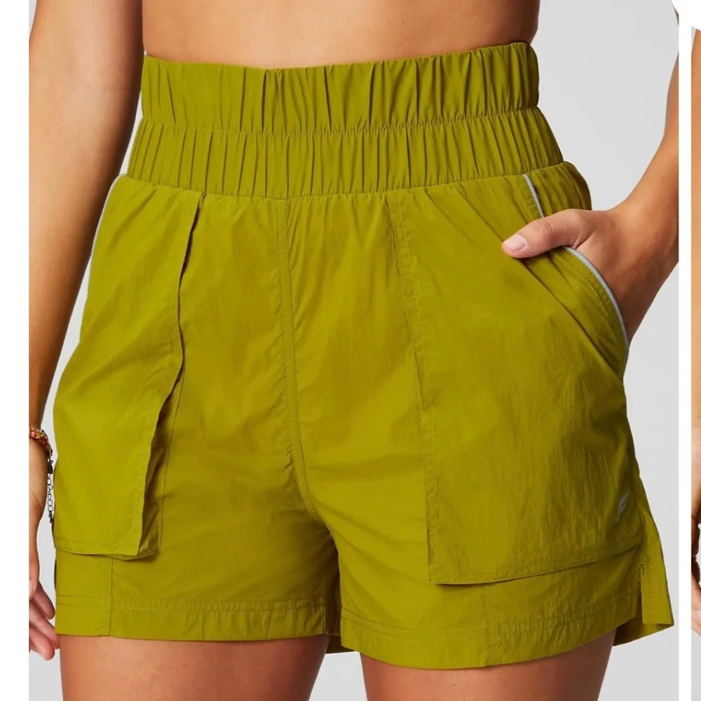 Fabletics Hugh Waisted Nylon Shorts Olive